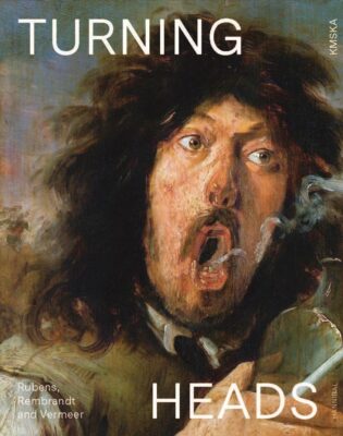 The title, Turning Heads, is superimposed over a detail of a painting of a man with his mouth open. It is painted in a rough, painterly style.